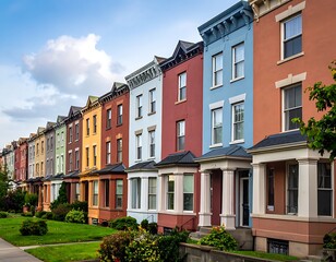 Fototapeta premium Colorful row of residential houses.