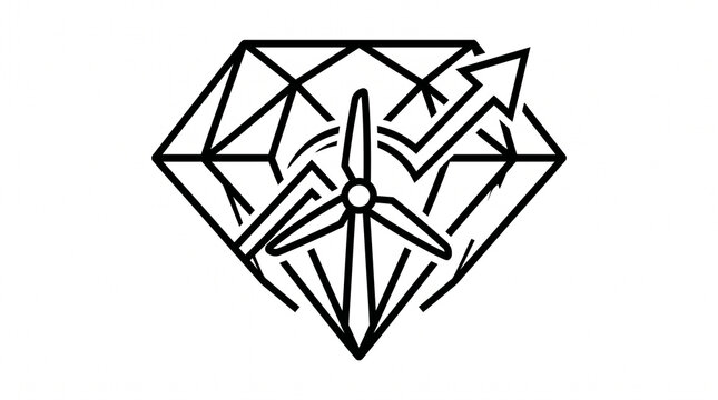 Geometric diamond crystal vector icon with stylized star shape in flat minimalist design
