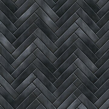 A patterned slate floor arranged in herringbone layout with textured stone detail.