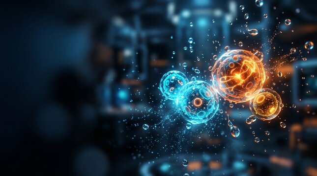 Abstract digital art depicting futuristic technology and scientific innovation with glowing orbs