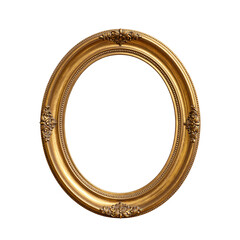 Obraz premium Ornate golden oval frame with vintage baroque style elements isolated on white background