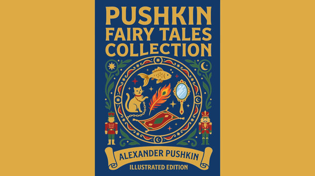 Pushkin Fairy Tales Collection Illustrated Cover with Magic Elements