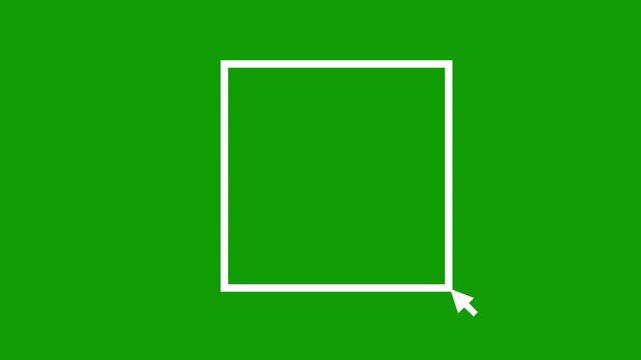 ui cursor click animation with box and rectangle frame isolated green