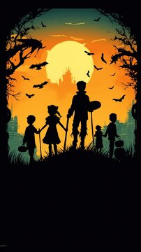 A stylized take on Halloween&rsquo;s origins through bold silhouette storytelling.