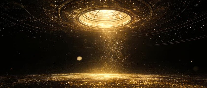 Mystical Golden Portal: A stunning visual of a swirling vortex of golden light and particles, suggesting a gateway to another dimension or a cosmic event.