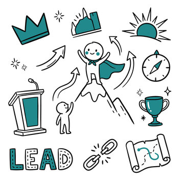 Hand-Drawn Leadership and Success Concept Illustration