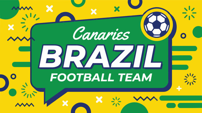Brazil football team, Canaries, soccer team logo, green and blue vector graphics, sports emblem