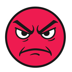 Obraz premium Angry red emoticon face with a frustrated expression.