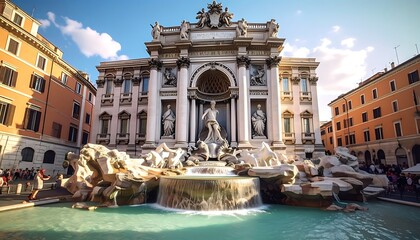 Fototapeta premium Trevi Fountain Rome Italy Landmark Architecture.