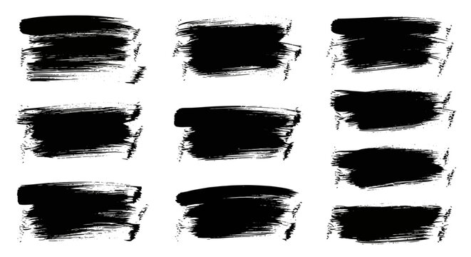 Black brush strokes on white background vector graphic design elements