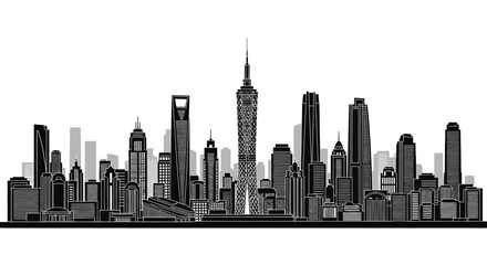 Naklejka premium Taipei City Skyline Silhouette Vector Illustration