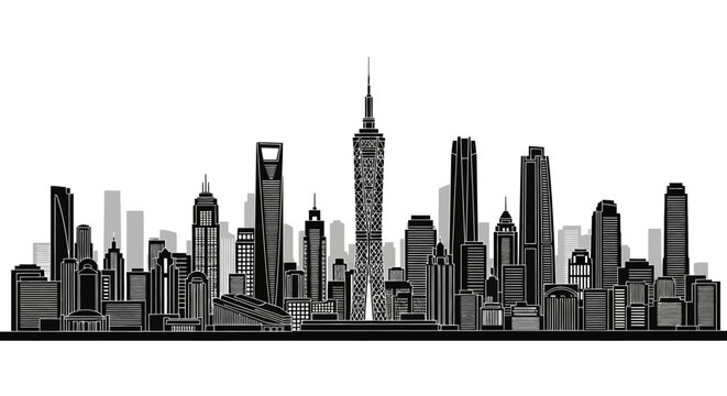 Taipei City Skyline Silhouette Vector Illustration