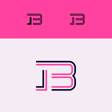 Letter B, digital alphabet cyber font, including set of three different set letters, vector illustration 10EPS