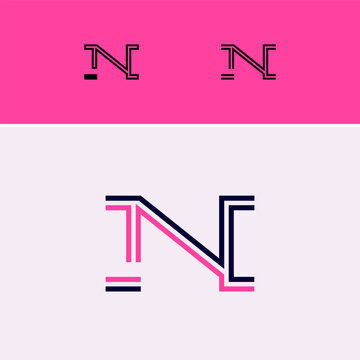 Letter N, digital alphabet cyber font, including set of three different set letters, vector illustration 10EPS