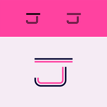 Letter J, digital alphabet cyber font, including set of three different set letters, vector illustration 10EPS