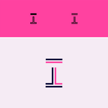 Letter I, digital alphabet cyber font, including set of three different set letters, vector illustration 10EPS