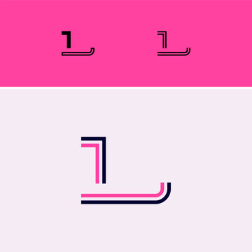 Letter L, digital alphabet cyber font, including set of three different set letters, vector illustration 10EPS