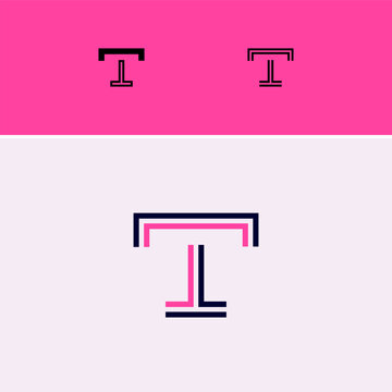 Letter T, digital alphabet cyber font, including set of three different set letters, vector illustration 10EPS