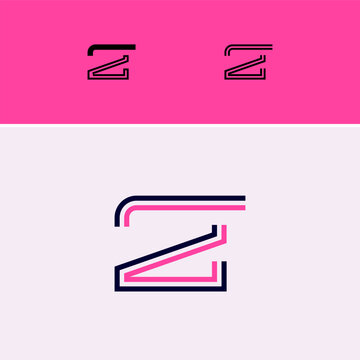 Letter Z, digital alphabet cyber font, including set of three different set letters, vector illustration 10EPS