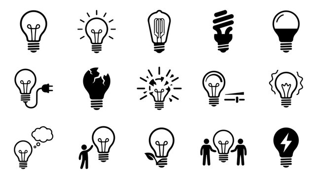 Light bulb icons with diverse concepts