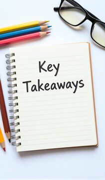 Spiral Bound Notebook With Words Key Takeaways Written In Bold Black Ink On Cover Suggesting Used For Noting Important Points Lessons Learned From