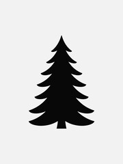 Obraz premium Black Pine Tree Silhouette on White Background