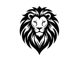 Obraz premium Bold Black Lion Head Illustration Centered on Light Gray Background
