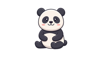 Cute panda illustration sitting on white background. © sabar