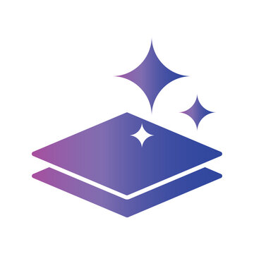 Artificial intelligence layer stack icon with sparkle effect in modern gradient style.