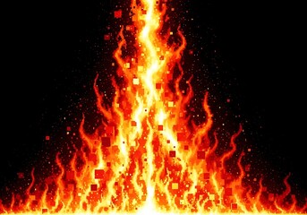 Fototapeta premium Intense fiery column a dramatic display of flames rising against a dark background