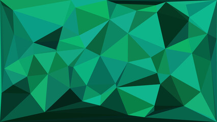 A striking abstract low poly background displaying a complex network of geometric facets in deep and vibrant green tones, perfect for modern digital designs. © Stock Studio