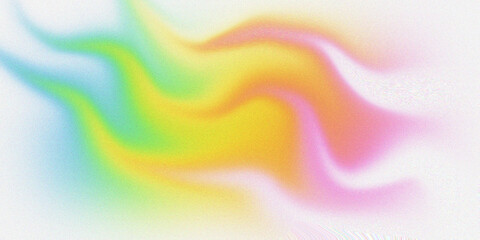 Obraz premium Abstract flowing wave pattern with vibrant rainbow gradients on grainy white background for creative digital art and modern style.