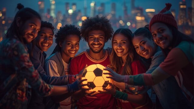 Diverse Football Fans Sharing a Moment of Unity and Passion