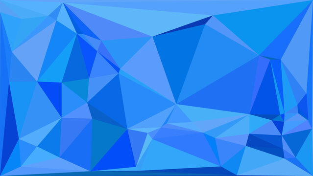 Modern abstract blue geometric background featuring a series of sharp triangular facets and polygons.