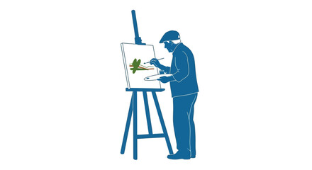 Man painting on an easel.