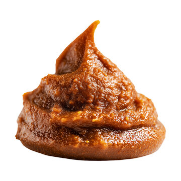 Creamy Japanese miso paste swirl isolated on white background with clipping path, concept of condiment and seasoning food