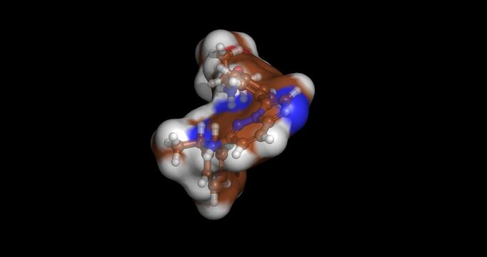 Taletrectinib, anticancer drug / central nervous system active tyrosine kinase inhibitor for advanced non-small cell lung cancer, 3D molecule spinning, 4K