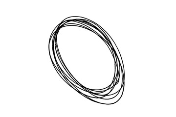 Fototapeta premium Abstract hand-drawn sketch of multiple overlapping elliptical outlines on a plain white background