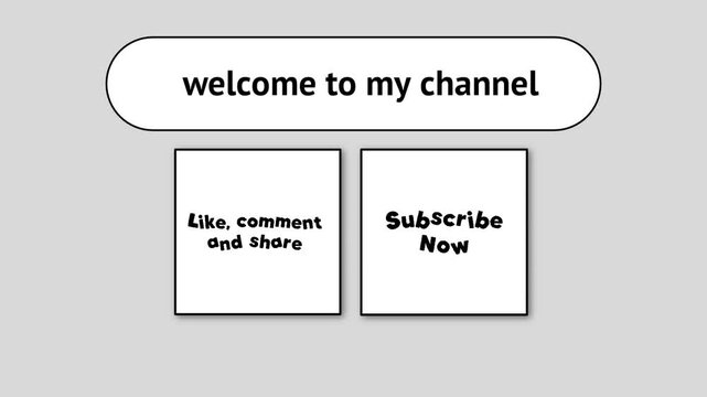 Minimal YouTube End Screen Template with Welcome to My Channel, Like Comment Share and Subscribe Now Animation