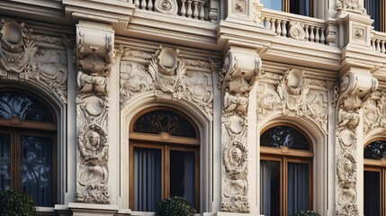 Obraz premium A photo of detailed facade with decorative elements