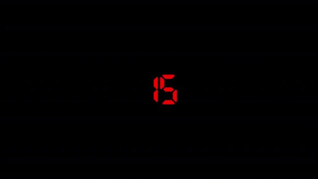 countdown timer one minute animation from twenty to zero second animation on black background with alpha channel.