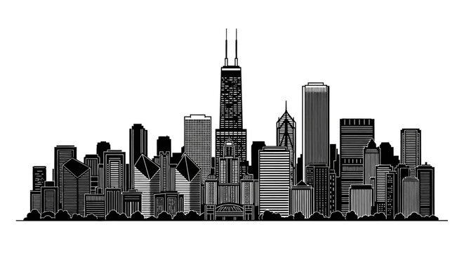 Chicago Skyline Silhouette Vector Illustration