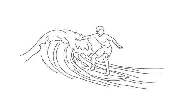 Man surfing on ocean wave board.