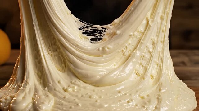 Closeup of Hands Kneading Stretchy Dough for Baking.
