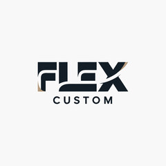Flex custom logo text with modern typography and abstract design elements. © AbidGfx