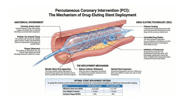 How a Heart Stent Opens a Blocked Artery: Inside the PCI Procedure, Balloon Angioplasty, and Drug-Eluting Stent Deployment Illustrated