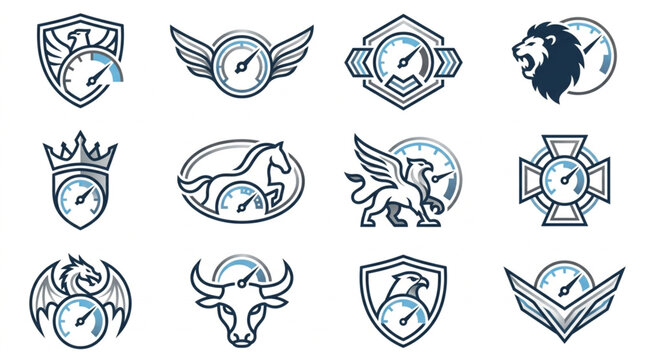 Collection of Heraldic and Zodiac Clock Emblems