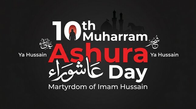 10th Muharram Ashura Day Typography Design Honoring Imam Hussain