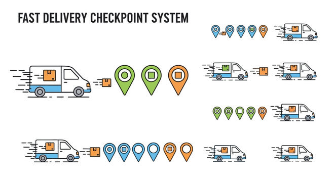 Fast delivery checkpoint system icons.