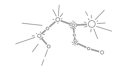 Minimalist black and white connected stars constellation diagram illustration © Wulan